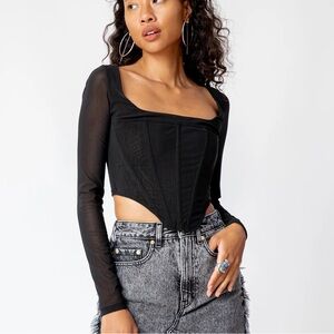 Miaou Black Mesh Top with Zipper
